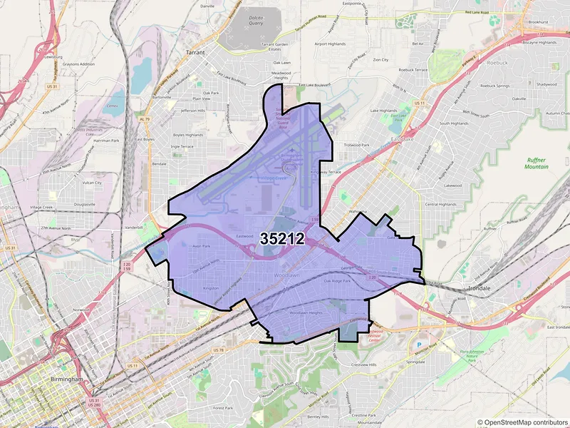 Map of ZIP Code 35212 — Birmingham, AL