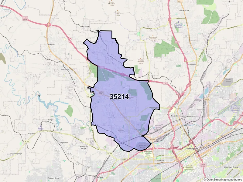 Map of ZIP Code 35214 — Birmingham, AL