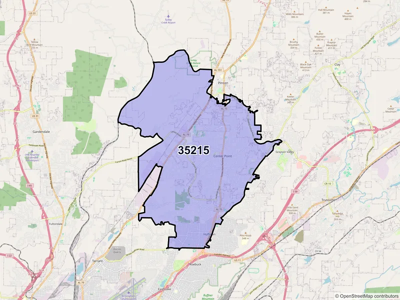 Map of ZIP Code 35215 — Birmingham, AL