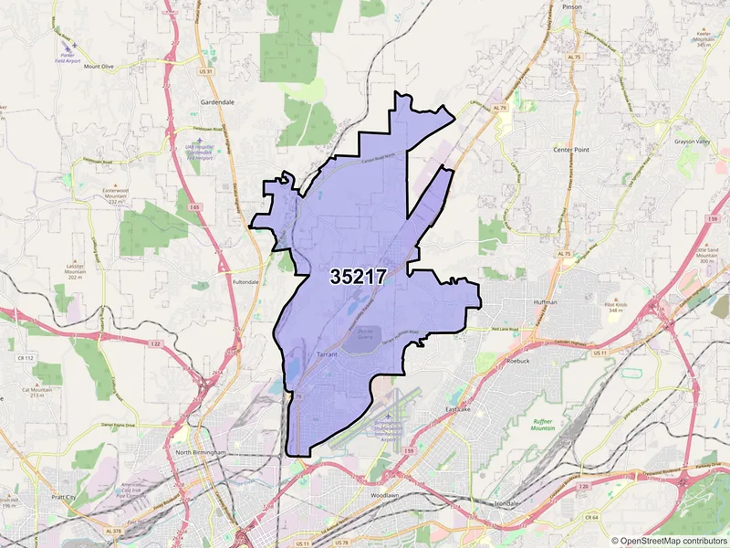 Map of ZIP Code 35217 — Birmingham, AL