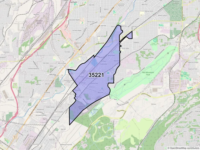 Map of ZIP Code 35221 — Birmingham, AL