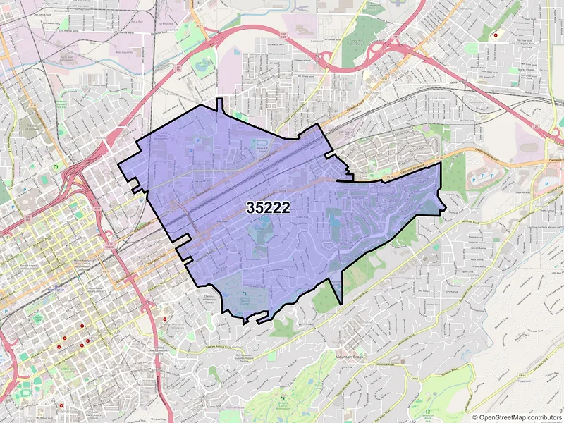 Map of ZIP Code 35222 — Birmingham, AL