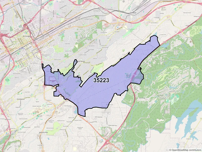 Map of ZIP Code 35223 — Birmingham, AL