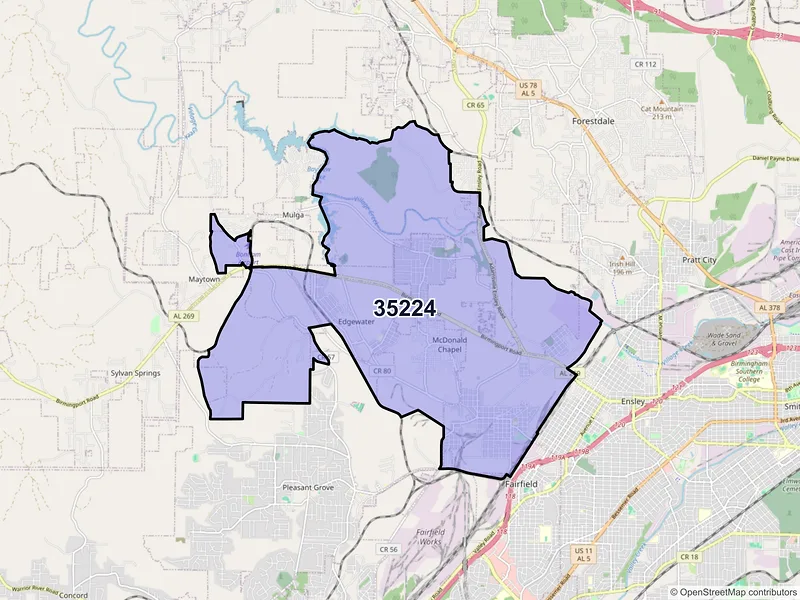 Map of ZIP Code 35224 — Birmingham, AL