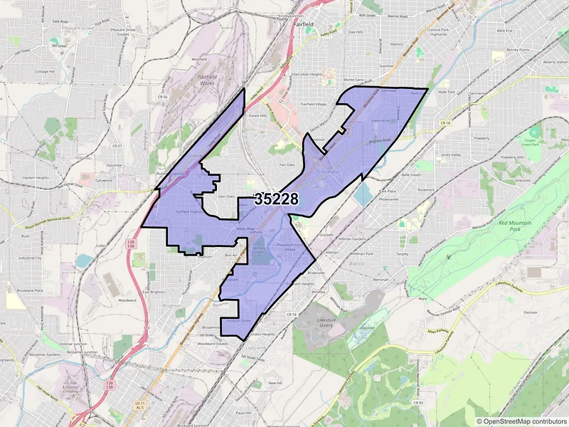 Map of ZIP Code 35228 — Birmingham, AL