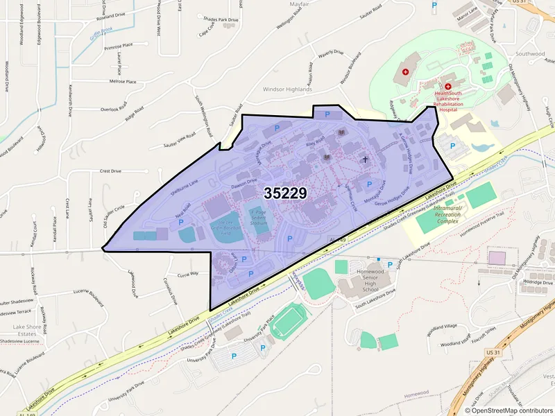 Map of ZIP Code 35229 — Birmingham, AL