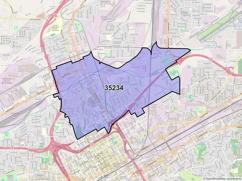 Map of ZIP Code 35234 — Birmingham, AL