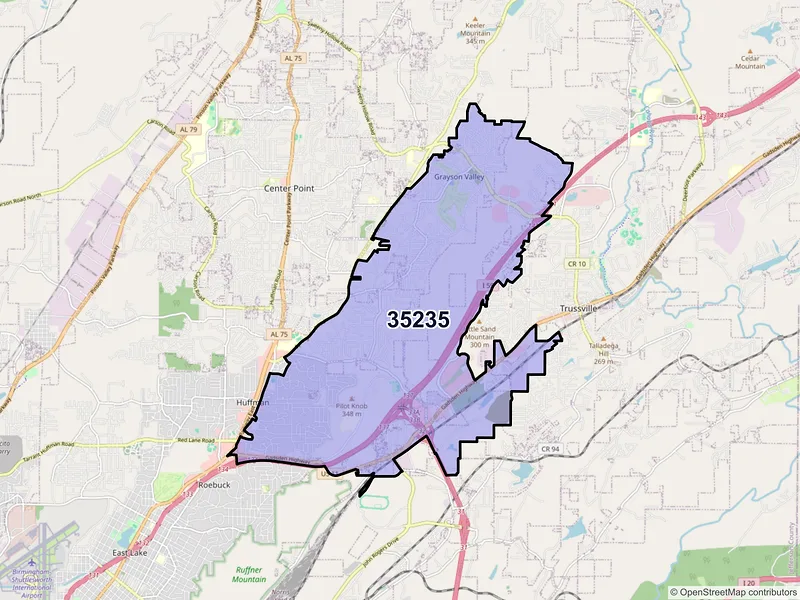 Map of ZIP Code 35235 — Birmingham, AL