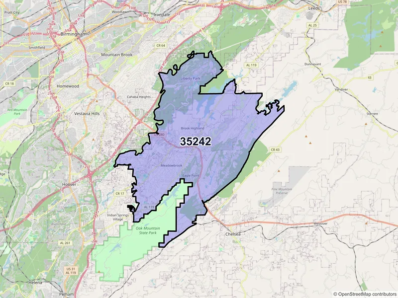 Map of ZIP Code 35242 — Birmingham, AL