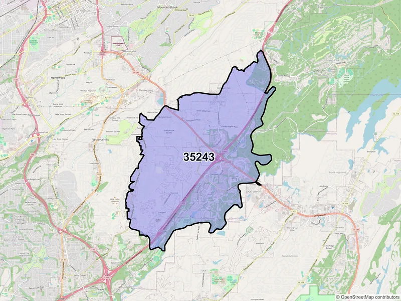 Map of ZIP Code 35243 — Birmingham, AL