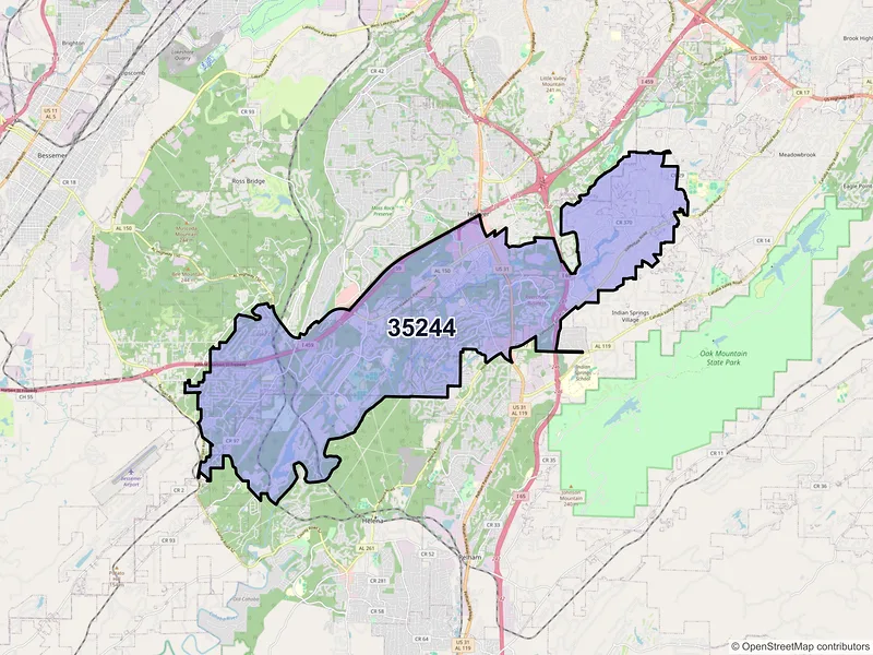 Map of ZIP Code 35244 — Birmingham, AL