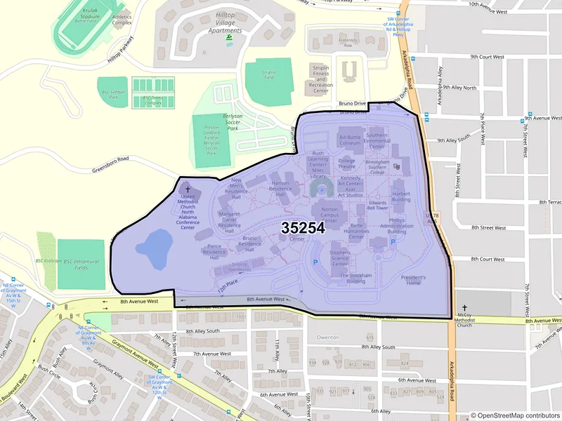 Map of ZIP Code 35254 — Birmingham, AL