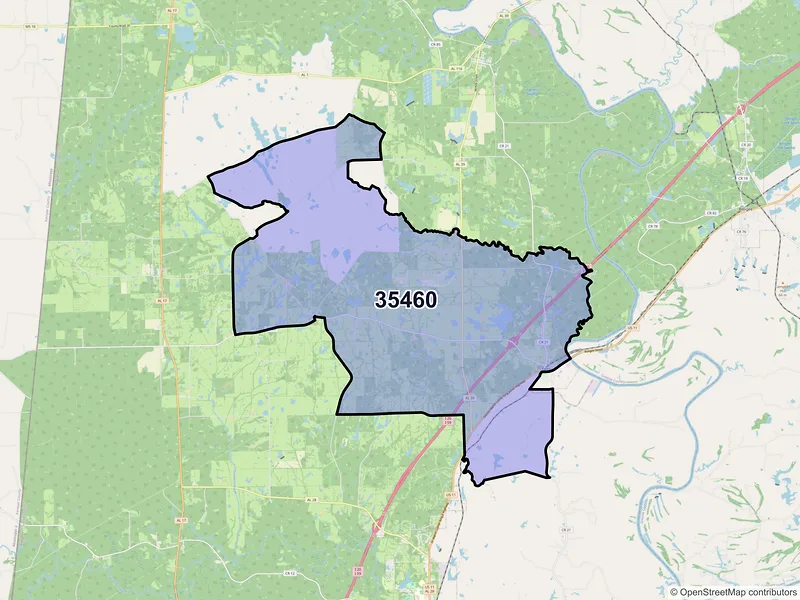 Map of Epes, Alabama and ZIP codes