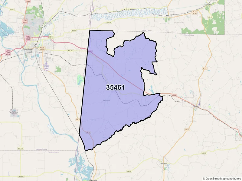 Map of ZIP Code 35461 — Ethelsville, AL