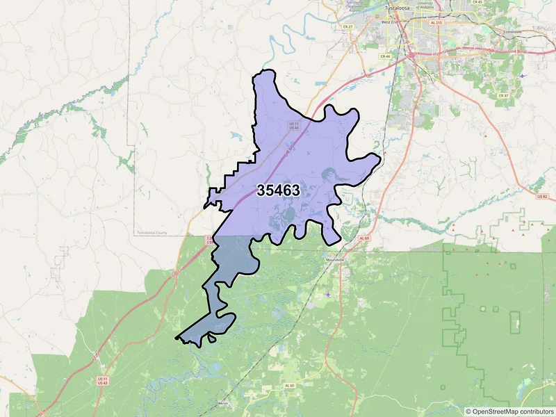 Map of ZIP Code 35463 — Fosters, AL