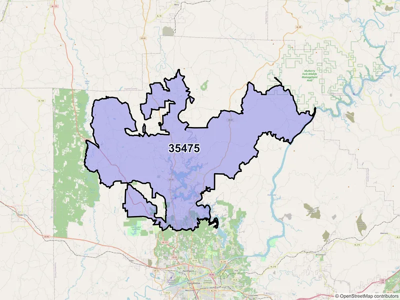 Map of ZIP Code 35475 — Northport, AL