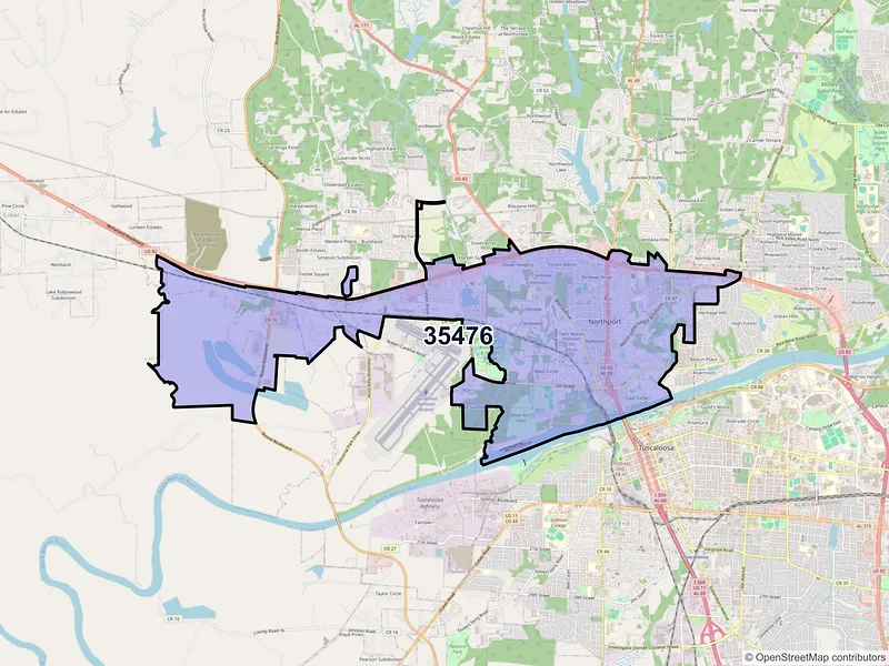 Map of ZIP Code 35476 — Northport, AL
