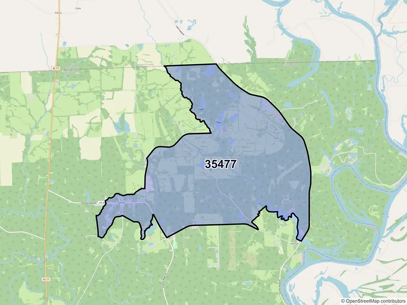 Map of Panola, Alabama and ZIP codes