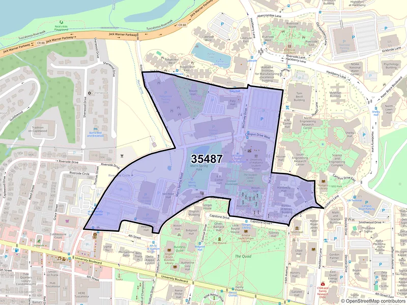 Map of ZIP Code 35487 — Tuscaloosa, AL