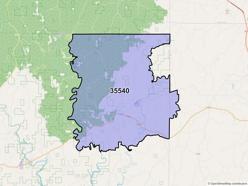 Map of ZIP Code 35540 — Addison, AL