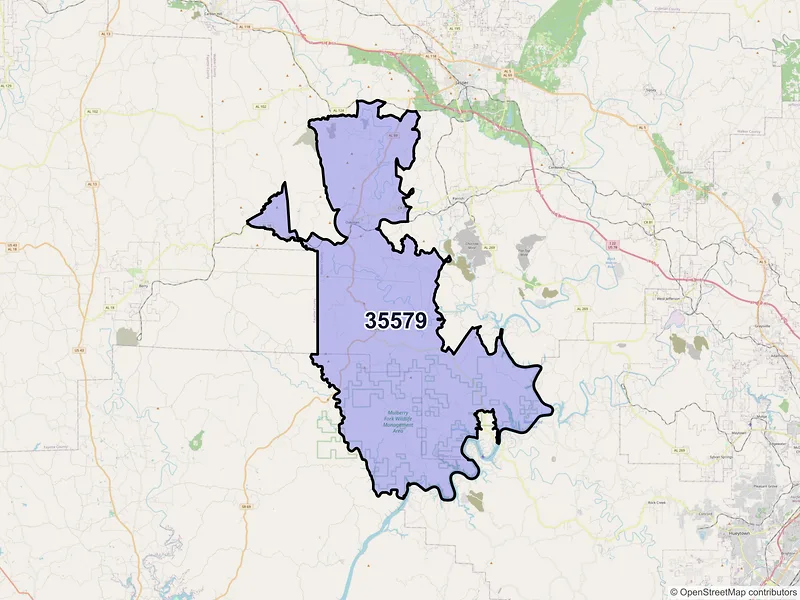 Map of ZIP Code 35579 — Oakman, AL