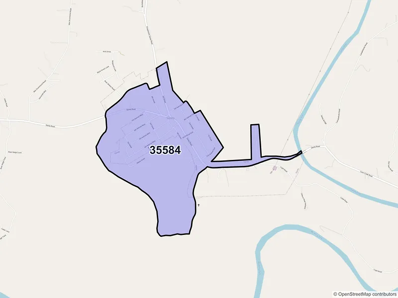 Map of Sipsey, Alabama and ZIP codes
