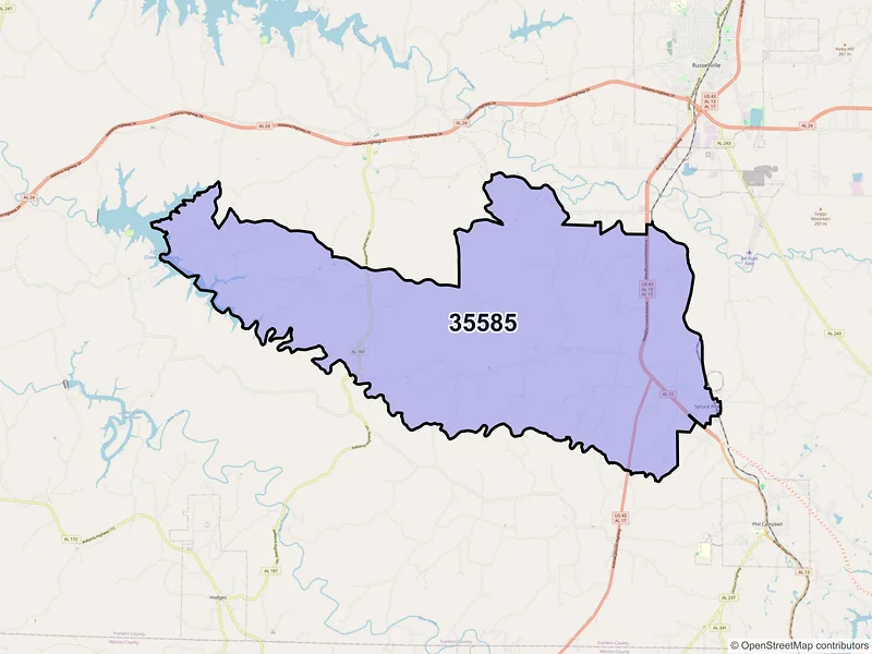 Map of Spruce Pine, Alabama and ZIP codes