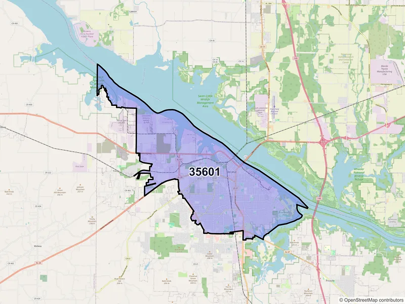 Map of ZIP Code 35601 — Decatur, AL