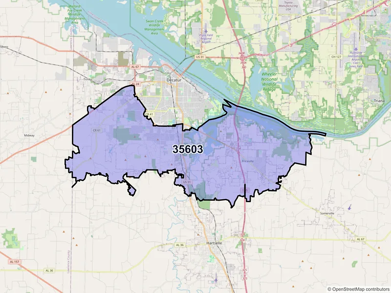 Map of ZIP Code 35603 — Decatur, AL