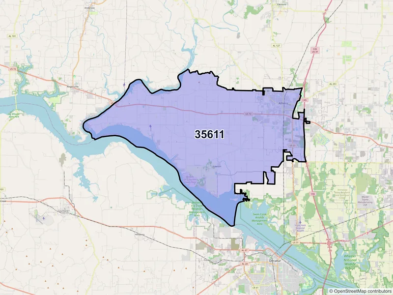 Map of ZIP Code 35611 — Athens, AL