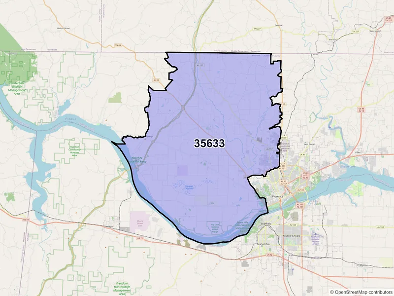 Map of ZIP Code 35633 — Florence, AL