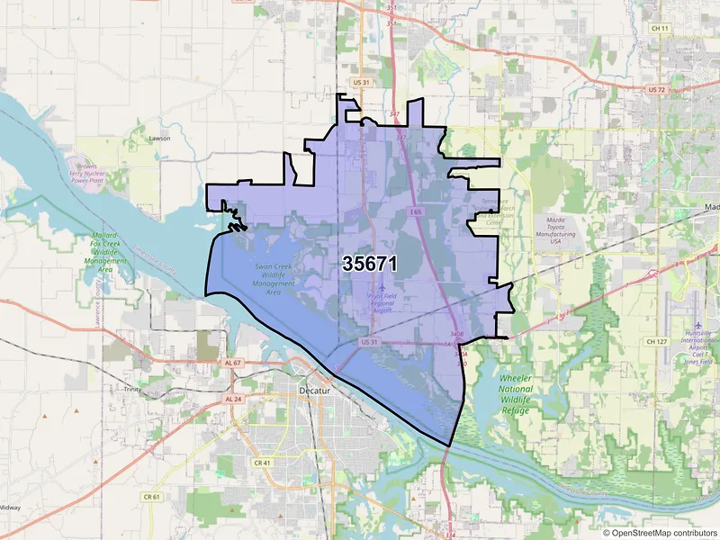 Map of ZIP Code 35671 — Tanner, AL