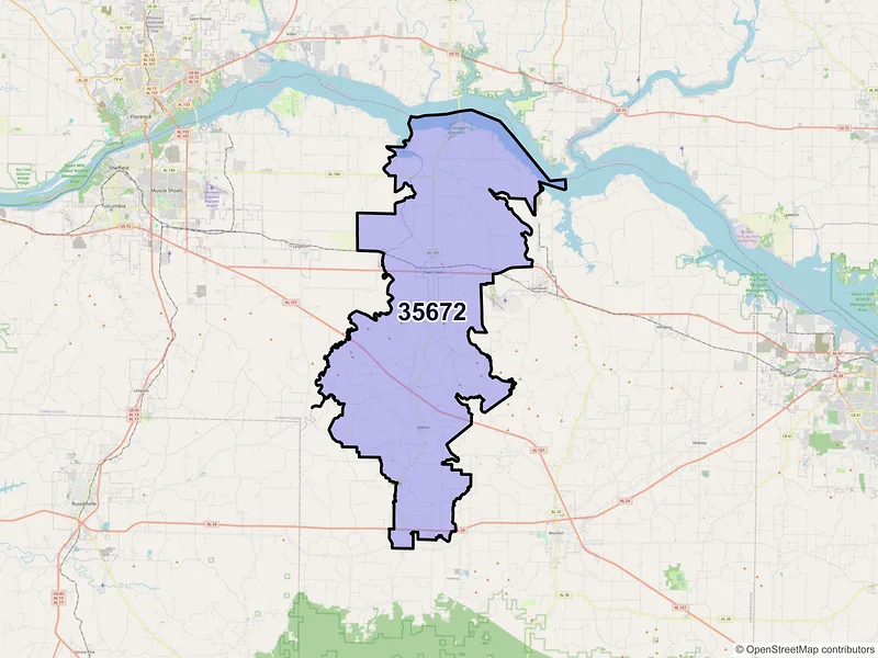 Map of Town Creek, Alabama and ZIP codes