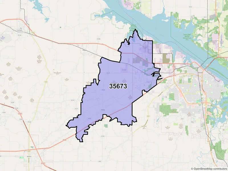 Map of ZIP Code 35673 — Trinity, AL