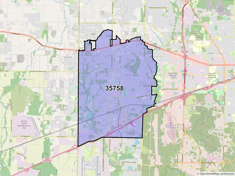 Map of ZIP Code 35758 — Madison, AL