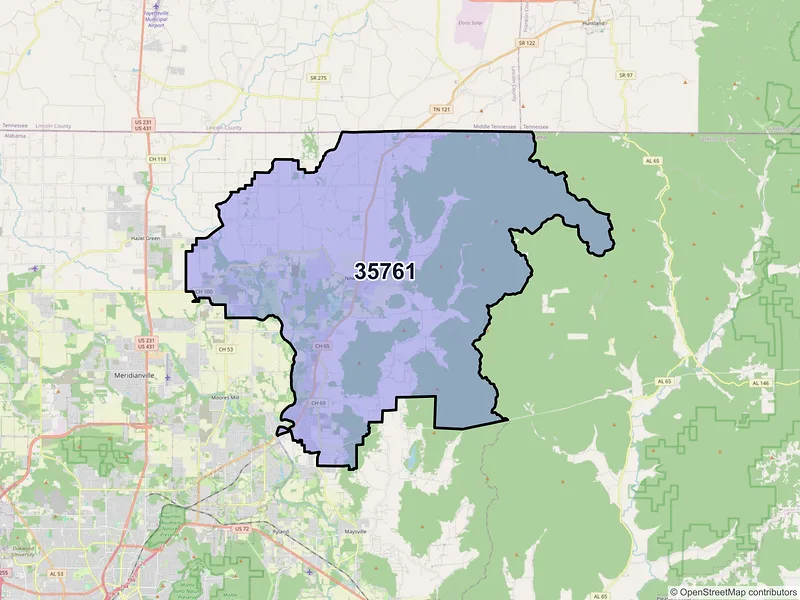 Map of New Market, Alabama and ZIP codes