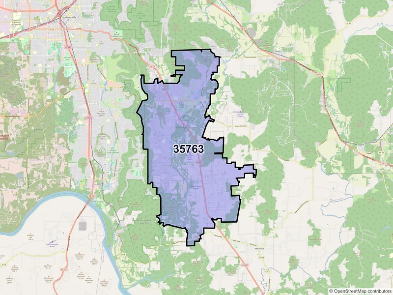 Map of Owens Cross Roads, Alabama and ZIP codes
