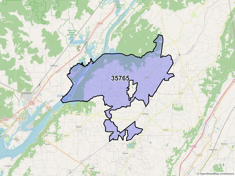 Map of Pisgah, Alabama and ZIP codes