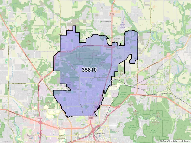 Map of ZIP Code 35810 — Huntsville, AL