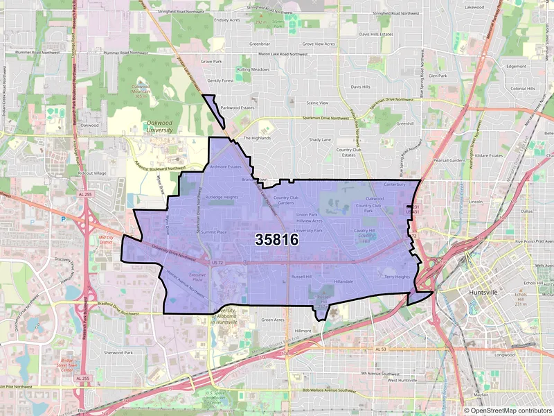 Map of ZIP Code 35816 — Huntsville, AL