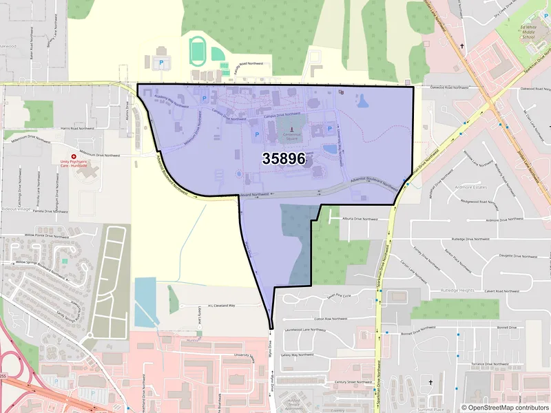 Map of ZIP Code 35896 — Huntsville, AL