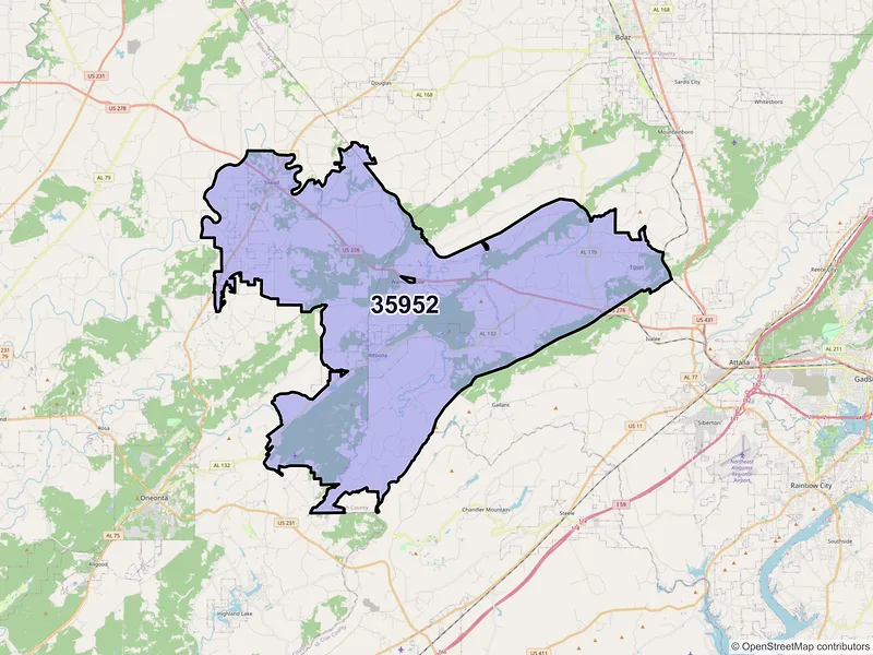 Map of ZIP Code 35952 — Altoona, AL