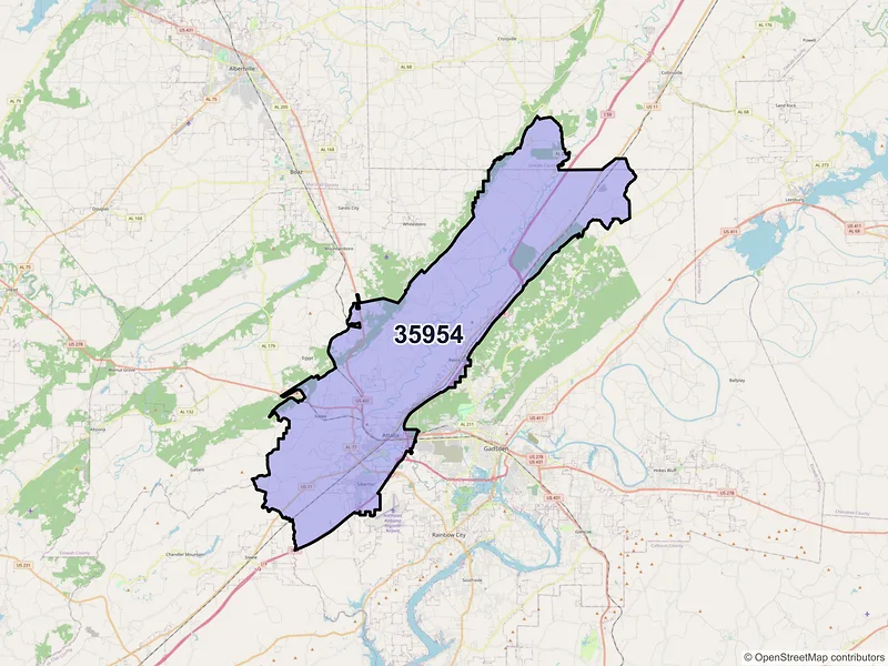 Map of ZIP Code 35954 — Attalla, AL