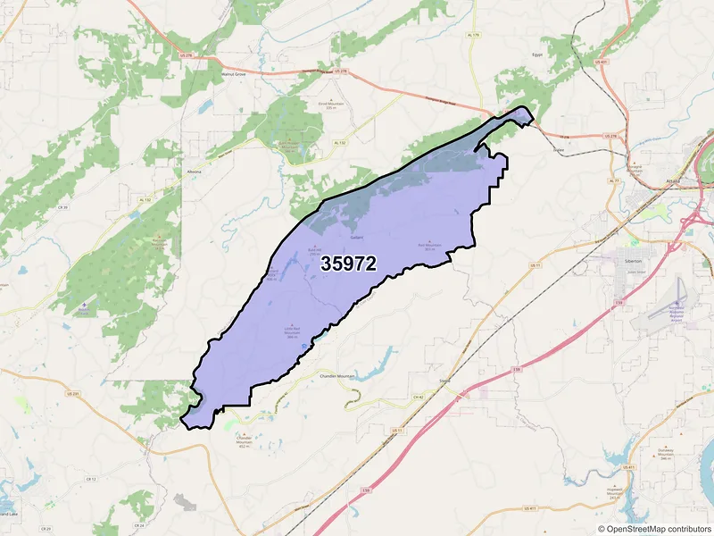 Map of Gallant, Alabama and ZIP codes