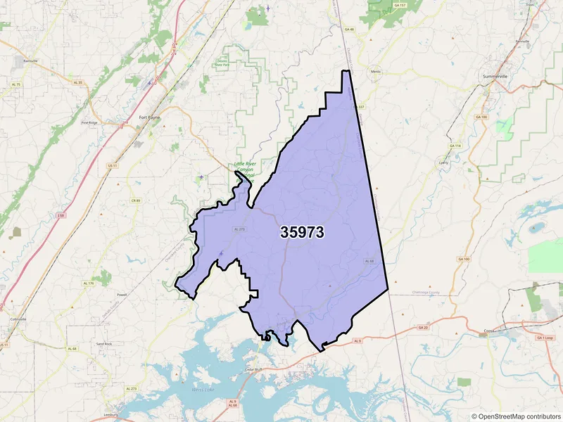 Map of Gaylesville, Alabama and ZIP codes