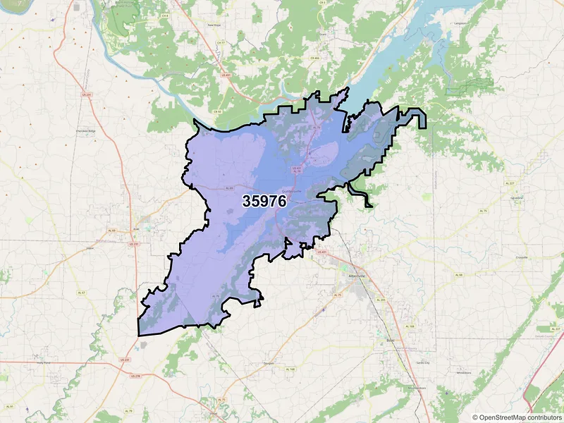Map of ZIP Code 35976 — Guntersville, AL