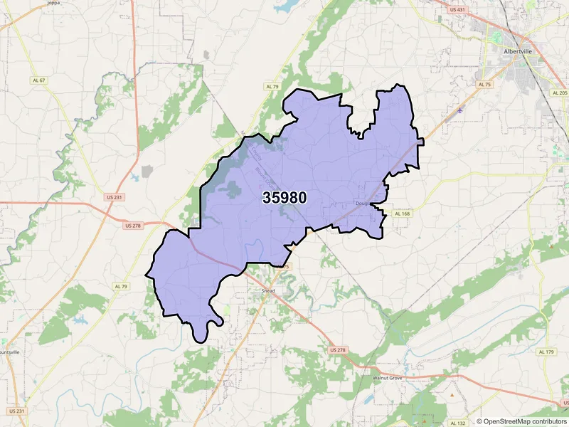 Map of Horton, Alabama and ZIP codes