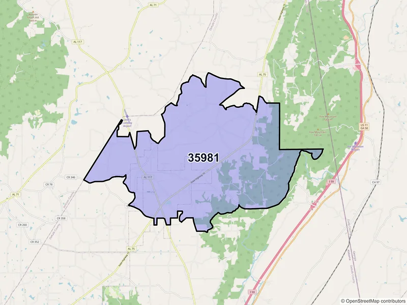 Map of ZIP Code 35981 — Ider, AL