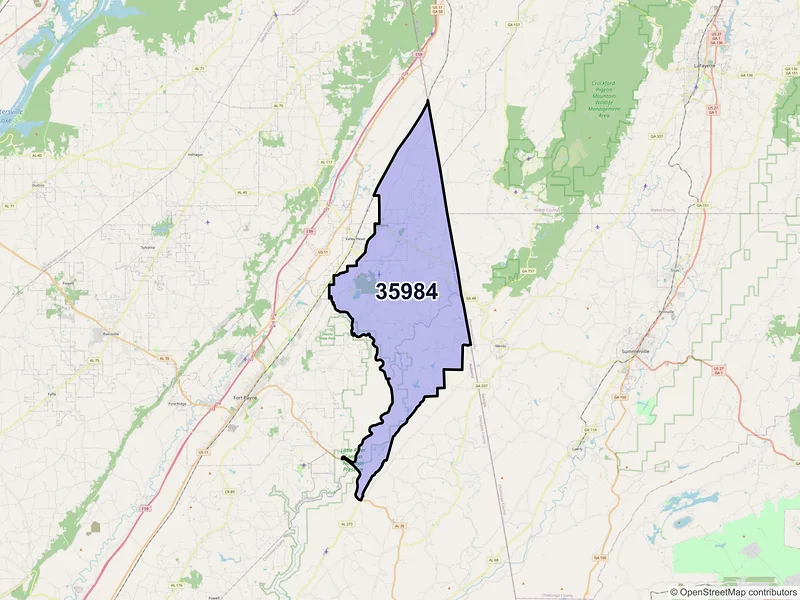 Map of ZIP Code 35984 — Mentone, AL