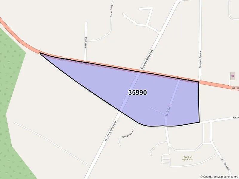 Map of Walnut Grove, Alabama and ZIP codes